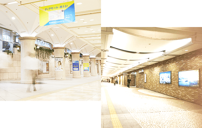 柱巻き広告と電照看板